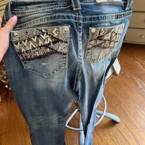 Miss Me Blue Boot Cut Jeans with Embellished Design